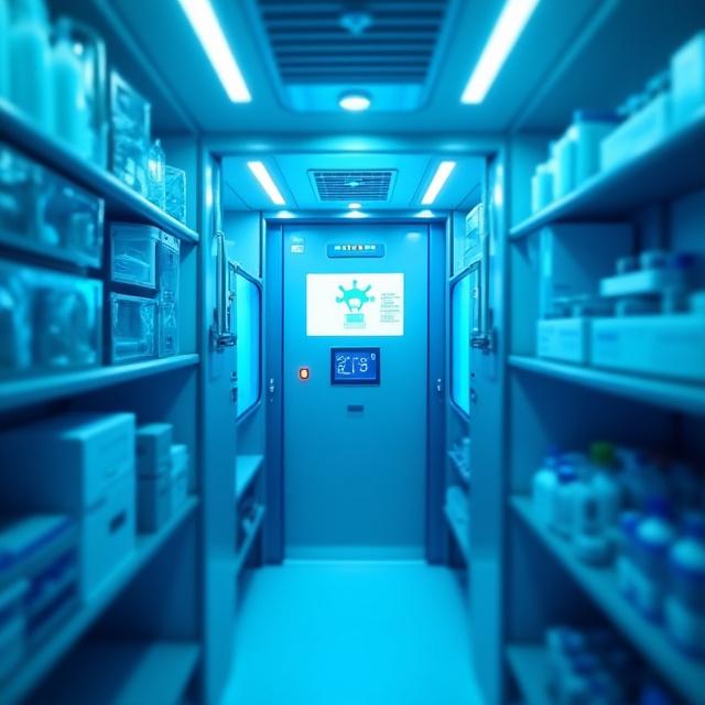 Interior of a modern refrigerated truck showcasing digital temperature displays and advanced cooling technology.