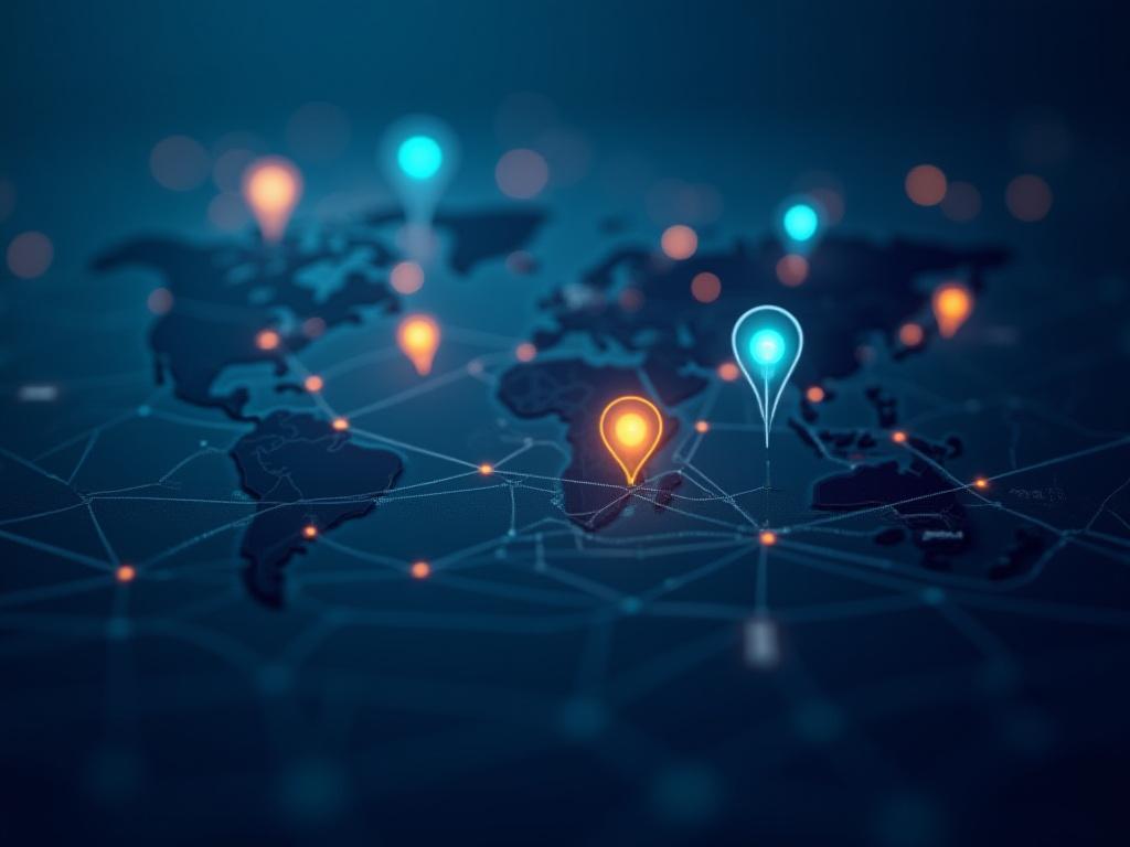 Logistics planning map with pins and routes, symbolizing efficient delivery management.